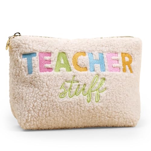 The Darling Effect Teacher Stuff Teddy Makeup Bag with Gold Zipper