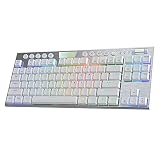 Redragon K621 Horus TKL Clavier Mécanique RVB sans Fil 5.0 BT/2.4Ghz/Câblé Trois Modes 80% Clavier Ultra Mince Profil Bas avec Commandes média dédiées et commutateurs Rouges linéaires