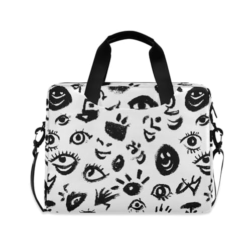 Bolsa de hombro para portátil con patrón de garabatos miniatura 1