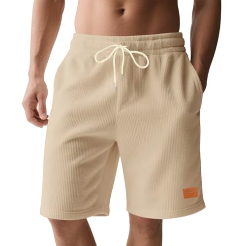 Pacificozy Men's Shorts Summer Elastic Waist Mokaloha Shorts Drawstring Beach Corduroy Short Lightweight Short2