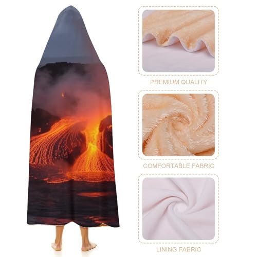 Couverture à capuche portable Kilauea Volcano cape imprimée douce et chaude - 4