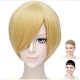 CaseEden コスプレ ウィッグ プレミアム さらさら ショート 30cm イエローゴールド 金髪 金色 ブロンド WIG5384