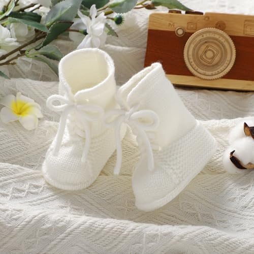 Hadetoto Baby Cowboy Cowgirl Boots Newborn Western Crochet Soft Knit Booties Shoes for Infant Toddler Girls Boys2