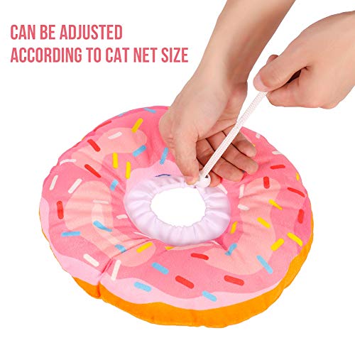Xinzistar Halskrause Katzen Halsband Soft Weich Katze Schutzkragen Anti Biss Safety Einstellbarer Schützender Kragen für Haustiere Katzen Hunde Welpen Kätzchen (Rosa Donut, S)