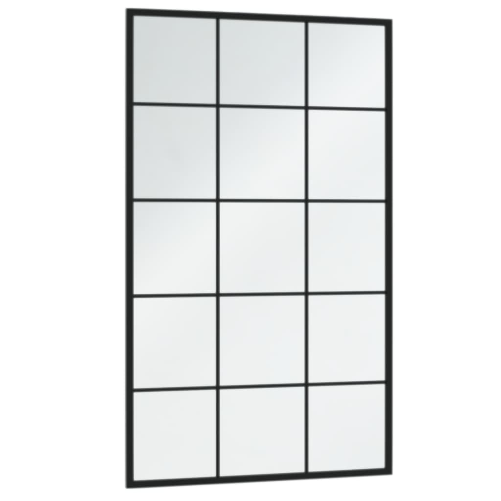 Lustro ścienne, 6 szt., czarne, metalowe, 100 x 60 cm, z hakami mocującymi, lustro na całe ciało, do korytarza, sypialni, łazienki, dekoracji i makijażu