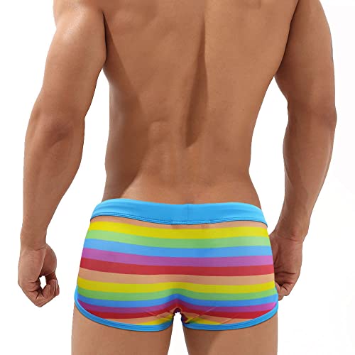 Men's Square Leg Swimwear Pride Rainbow Swim Briefs Bikini Board Surf Shorts Boxer Swimming Trunks4