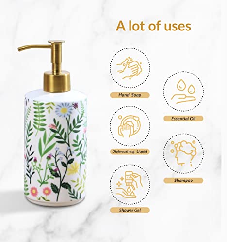 Edensdecor Flower Soap Dispenser, Hand Soap Dispenser, Soap Dispenser Bathroom, Dish Soap Dispenser For Kitchen Countertops, 120Ounce Spring Decor Soap Dispenser With Rust Proof Metal Pump #TOP3