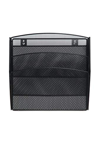 Klickpick Office Hanging Files Wall Mounted Metal Mesh Document File Organizer Magazine Holder Rack Organizer 3 Tier Section Racks Multipurpose Use to Display Files, Magazine, Newspapers (3t Black) - Thumbnail 2