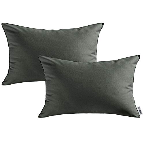 MIULEE Pack of 2 Decorative Outdoor Waterproof Pillow Covers Garden Cushion Sham Throw Pillowcase Shell for Spring Patio Tent Couch 12x20 Inch Dark Gray