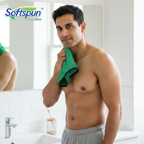 Image of SOFTSPUN Microfiber Hand & Face Wipes 280 GSM 20x30 Cms, 4 Piece Towel Set, Parrot Green! Super Soft & Silky for Hand, Face and Body - Hypoallergenic Sensitive Skin Wipes & Washcloths.