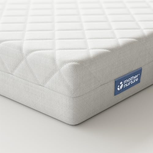 Mother Nurture Classic Foam Travel Cot Mattress (90 x 50cm x 7cm) Hypoallergenic Breathable Mattress For Comfy Night’s Sleep Reversible and Removable Cover, BSI Tested, Fits Joie Kubbie option