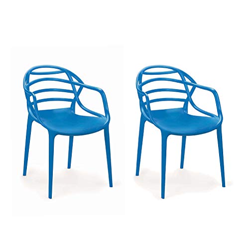 Image of Cello Atria Chair Set Pack of 2 - Blue | Strong and Durable | Easy to Clean | Chair for Living Room, Bed Room, Kitchen, Office Room, Outdoor | 3 Years Warranty