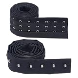 Letsinstyle Galon à Trois Rangs de Crochets et Œillets de 2 mètre Crochet en Acier Inoxydable Ruban Adhésif Noir Bordure en Cordelette pour la Confection de Corsets et de Soutiens Gorge