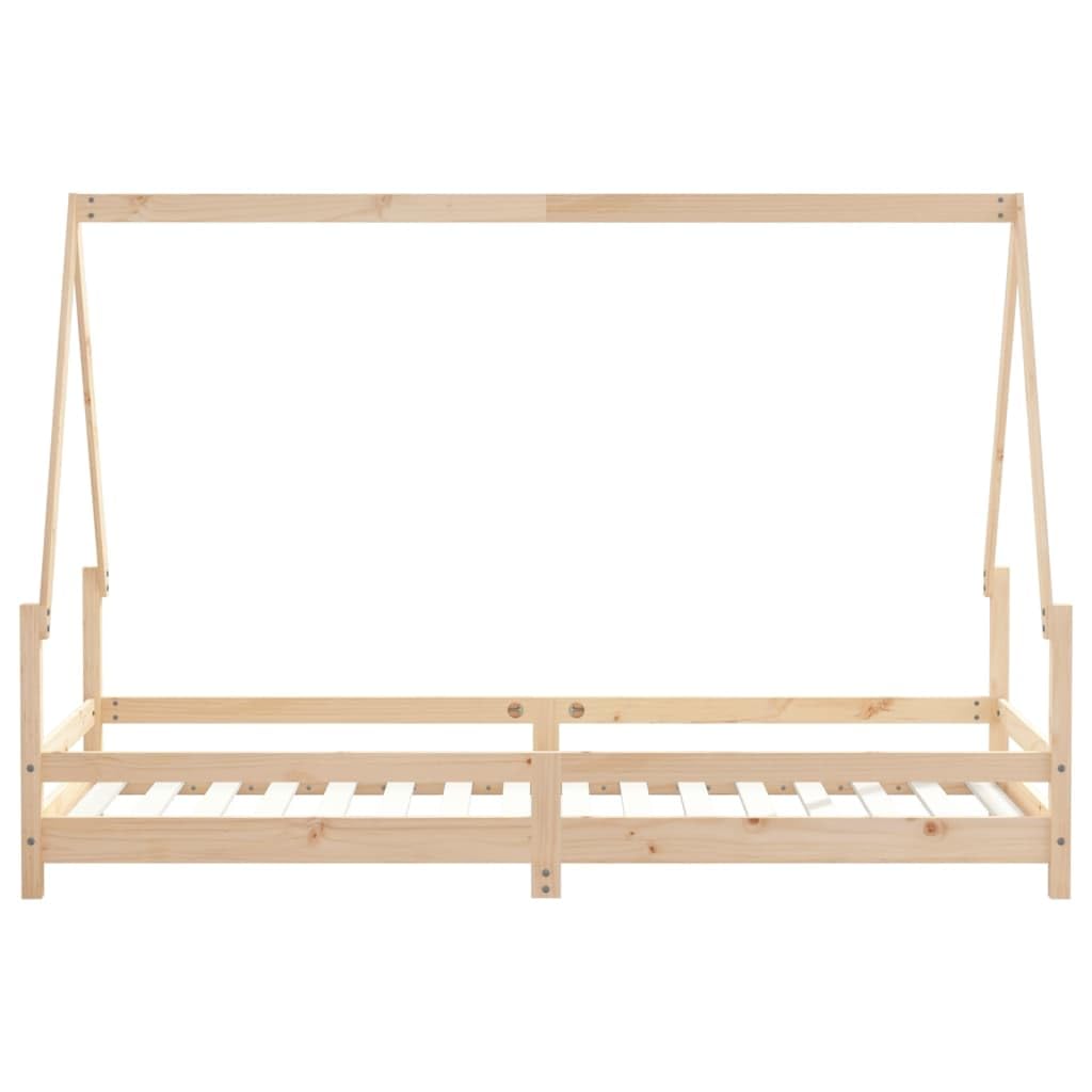 Łóżko dziecięce 80 x 200 cm z litego drewna sosnowego z konstrukcją łóżka, niskie wejście, stabilne listwy, odpowiednie dla dzieci od 4 lat, łącznie z miejscem do przechowywania, bezpieczne