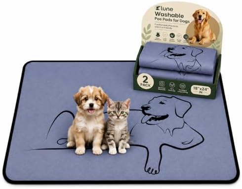 Zlune Washable Pee Pads for Dogs , Reusable Training Puppypads Absorbency Non-Slip & Leak-Proof for Pet Whelping Box Playpen Crate Sofa Bed Floors (Green Gray) (Gray, 18*24 Inch (Pack of 2))