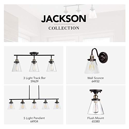 Globe Electric 59629 Jackson 3 Track Lighting, Dark Bronze, Antique Brass Accents #TOP6