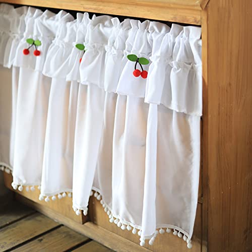 Cortinas pequeñas para ventana de cocina con cenefa elegante y diseño traslúcido 2