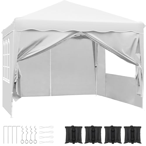 Gazebo Pieghevole 3x3 Impermeabile Bianco con 4 Pareti