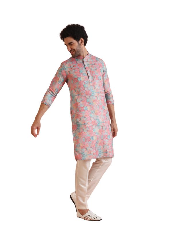Image of KISAH Men's Pashmina Printed Kurta Pyjama Set | Festive Wedding Party Ethnic Wear