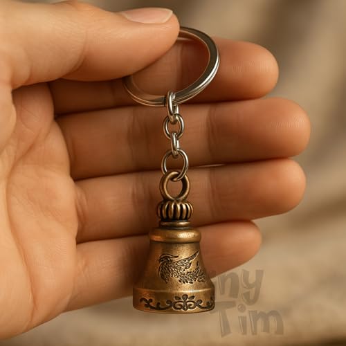 Image of Tiny Tim Guardian Bell with Evil Eye Charm - Protective Motorcycle & Car Accessory - Tibetan-Inspired Design - Wards Off Negative Energy - Ideal Gift for Bikers & Travelers