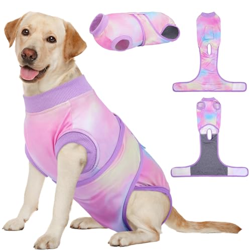 Kuoser Recovery Suit for Dogs, Adjustable Female Spay Dog Surgery Suit, Pet Surgical Shirt Male Neuter Anti Licking Abdominal Wounds Puppy Onesie Bodysuit, Alternative to Doggie Cone After S