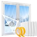 HolyMaji 4 Pcs Window Insulation Kit, 47'' x 63'', Clear Plastic Window Covering Film for Winterizing, Keeps Cold Air Out and Warm Air in