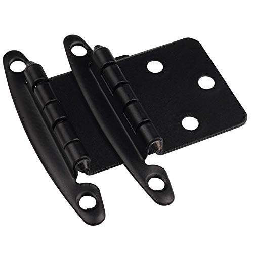 DecoBasics Free Swinging (Non Self-Closing) Overlay Cabinet Hinges Black – 50 Pack (25 Pairs) for Kitchen Cabinet Doors – Matte Black w/Matching Screws & Quiet Bumpers by DecoBasics - Used condition - US$23.99