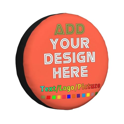 Image of Custom Spare Tire Cover with Logo Photo Text, Personalized Polyester Tire Covers Protectors for Trailer RV SUV and Many Vehicles, Tomato