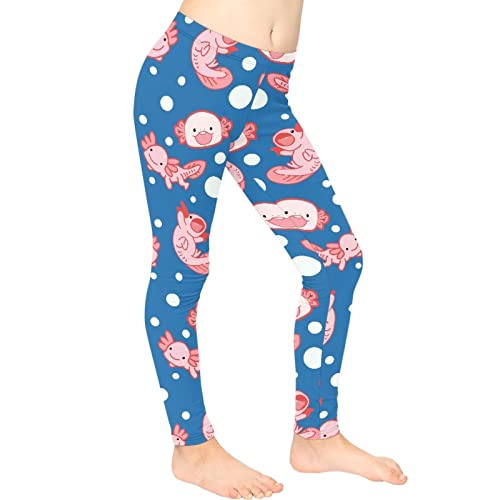 DISNIMO Calça legging atlética para meninas, dança, treino, corrida, ioga, tamanho 4-13, Axolote fof