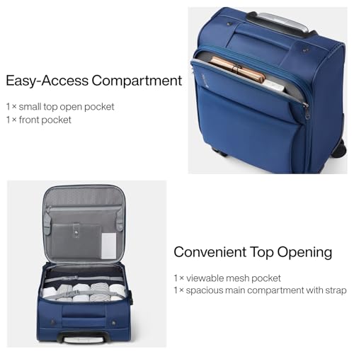 Image of Hanke Softside Expandable Luggage 16 /20 /24 /28 Inch Carry On Luggage for Travel Checked Luggage Suitcases with Wheels & TSA Luggage Large Suitcase, Blue, 16-Inch Underseat, Underseat Carry on Luggage