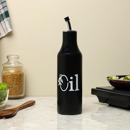 dudki 1 Litre Stainless Steel Oil Pourer | Oil Dispenser For Kitchen | Cooking Oil Bottle For Kitchen | Cooking, Home, Restaurant (Matt Black) by dudki - Used condition - Image 5