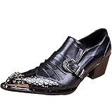 Rui Landed Oxford for Hommes Chaussures Habillées Slip on Style en Cuir Véritable De Luxe en Métal Boucles Crocodile Texture Couture(Taille:45 EU)