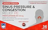 Rite Aid Sinus Pressure and Congestion Non-Drowsy Relief PE, 10mg - 36 Tablets Nasal Decongestant | Sinus Relief | Allergy Medication Non Drowsy | Allergy Relief | Sinus Pressure Relief | Mucus Relief