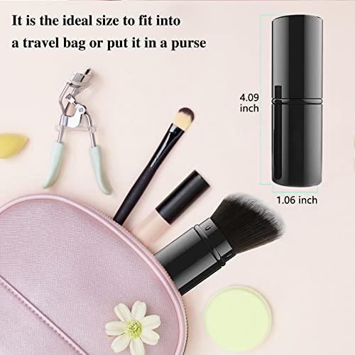Falliny Retractable Makeup Brush, Angled Kabuki Powder Makeup Brush Travel Face Blush Brush With Cover For Blush, Bronzer, Buffing, Highlighter Flawless Powder Cosmetics #TOP4