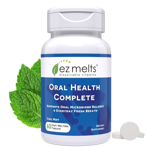 EZ Melts Oral Health Complete - Oral Probiotic - Supports Gum Health Fresh Breath & Helps Relieve Occasional Dry Mouth - No Artificial Flavors Non-GMO & Vegan - 60 Tablets (60 Servings)