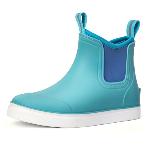 Best Boots for Walking in Muddy Environments 13 ZCVQX Women's Deck Boots Waterproof Ankle Rain Boots Outdoor Fishing Garden Boots for Women Anti-Slip Lightweight Comfortable Work Shoes Blue, Size 6.5