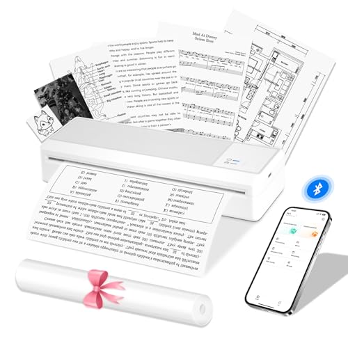 LFPERT P83 Imprimante Portable A4, Imprimante Thermique sans Encre Compatible avec Les Bluetooth avec Smartphone, USB avec Tablette/Mac - pour Bureau Mobile,...