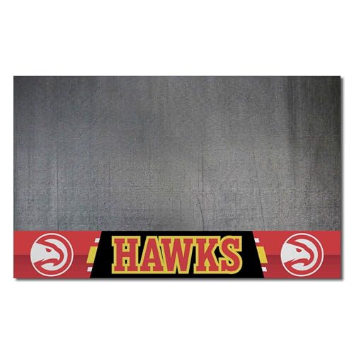 FANMATS 14195 Atlanta Hawks Vinyl Grill Mat - 26in. x 42in. - Deck Patio Protective Mat | Oil, Flame, and UV Resistant
