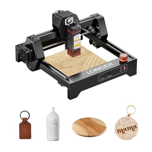 LONGER RAY5 mini grawerowanie laserowe 2,5 W, prędkość 12 000 mm/min, obszar 130 × 140 mm, idealny do drewna, metalu, akrylu i skóry, z Wi-Fi i przyciskiem awaryjnym dla większego bezpieczeństwa.