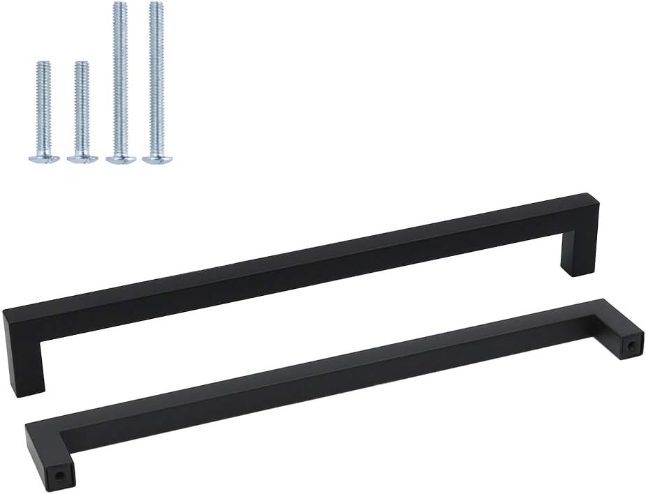 Goldenwarm 10 Pack Black Cabinet Handle 256mm Hole Center - Bathroom & Kitchen Cabinet & Drawer Handles