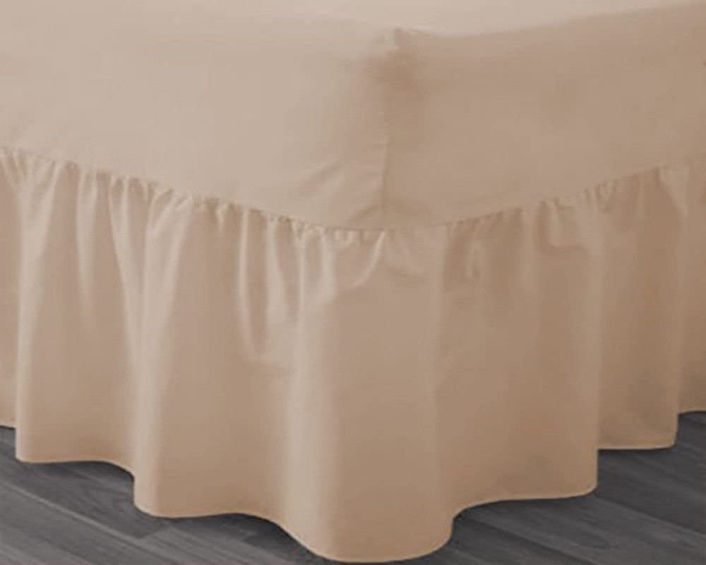 Plain Dyed Poly Cotton Soft Fitted Valance Sheets Bed Sheets Covers (Double, Latte)