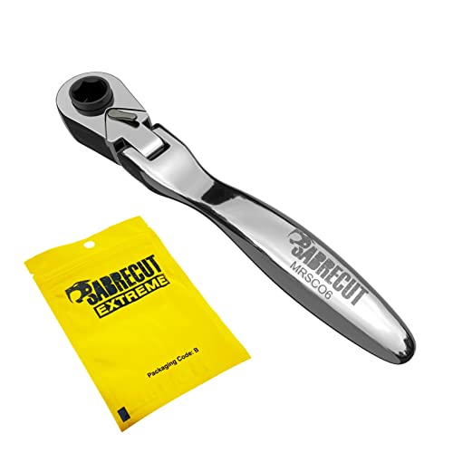 SabreCut MRSC06 Flexkopf Mini Mikroratsche 6,3 mm HEX 1/4 Zoll Vierkantantrieb Edelstahl Professioneller 72 Zähne Getriebe Handratschenschlüssel Cover