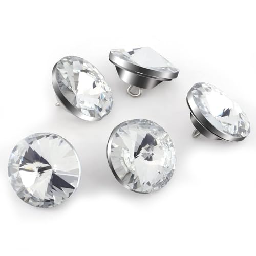 Lot de 50 boutons en cristal, bouton couture avec la boucle en métal pour le bouton de tapisserie...