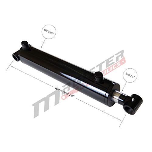 Magister Hydraulics Double Acting Hydraulic Cylinder - Cross Tube Hydraulic Cylinder 3" Bore 16" Stroke - Universalhydraulic Cylinders (3X16) #TOP1