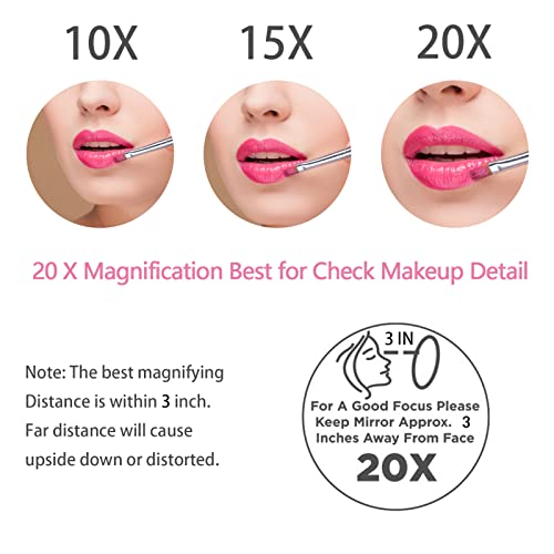 Jmh 20X Magnifying Mirror With 3 Suction Cups For Easy Mounting– Use For Makeup Application - Tweezing – And Blackhead/Blemish Removal, 6 Inch #TOP3