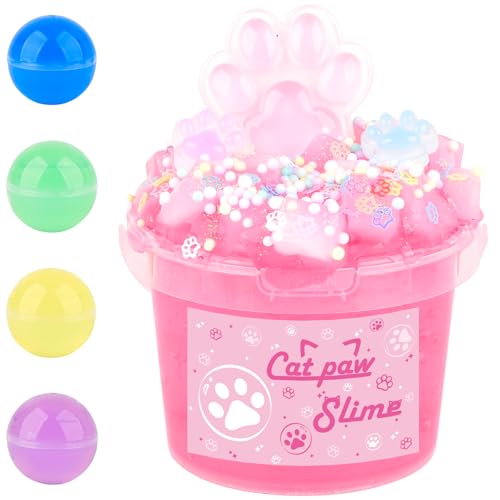 Pink Jelly Crunchy Cat's Paw Slime,Super Soft and Non-Sticky, Great for Birthday Gifts for Girl and Boys,Party Favors,Christmas Stocking Stuffers(300ml) - Image 9