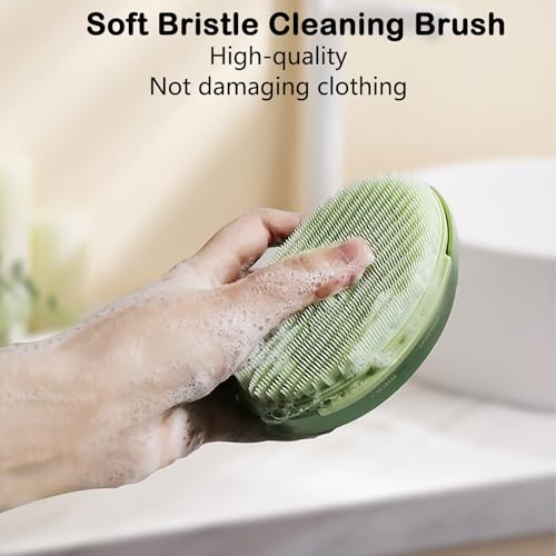 Image of Double-Side Soft Bristle Silicone Laundry Stain Brush - Scrub Brush for Cleaning Clothes, Shoes, Hats, Fine Fabrics