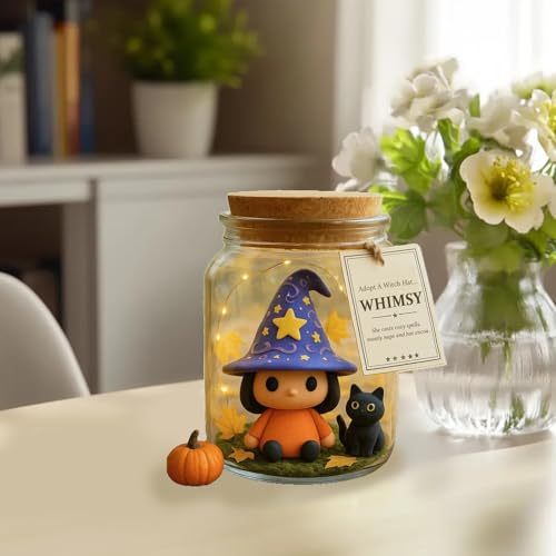 Tarro de sombrero de bruja de Halloween de resina artesanal para guardar dulces 6