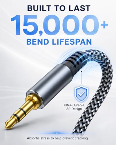 Image of Aux Cord 4ft - Premium 3.5mm Audio Cable Perfect for Car Stereo, Nylon Braided Aux Cable for Headphones, Speakers, Home Stereo, Gold-Plated Auxiliary Cable