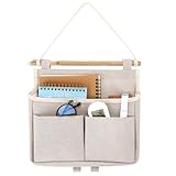 Jeffdad Hanging Canvas Organizer, Wall Door Closet Hanging Storage Bag Organizer Wall Mount Storage for Bedroom Bathroom Office Kitchen(White)